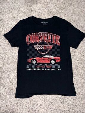 Chemistry Black Tee with Red Corvette Graphic